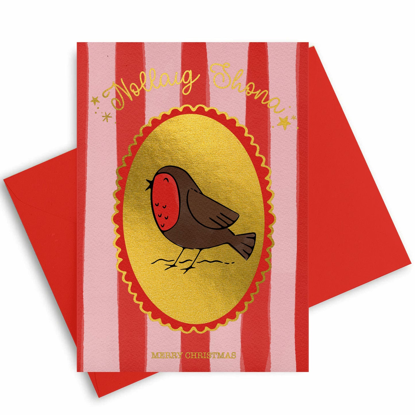 Gold Foiled Christmas Robin Card