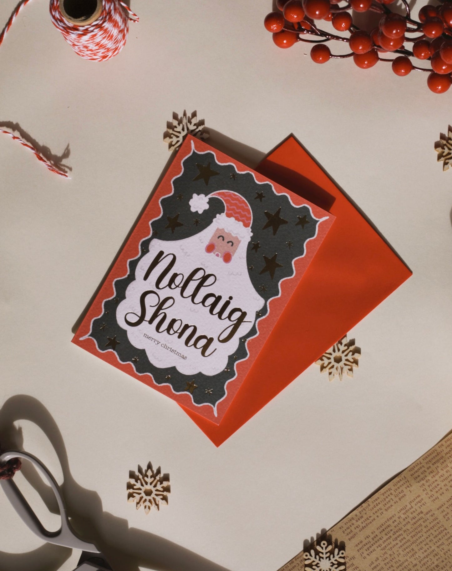 Gold Foiled Santa Card