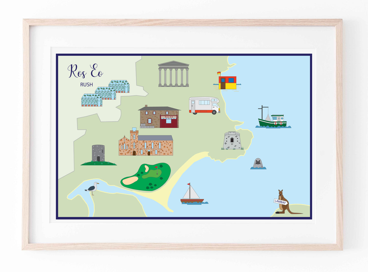 Map of Rush (Landscape) | Prints of Ireland
