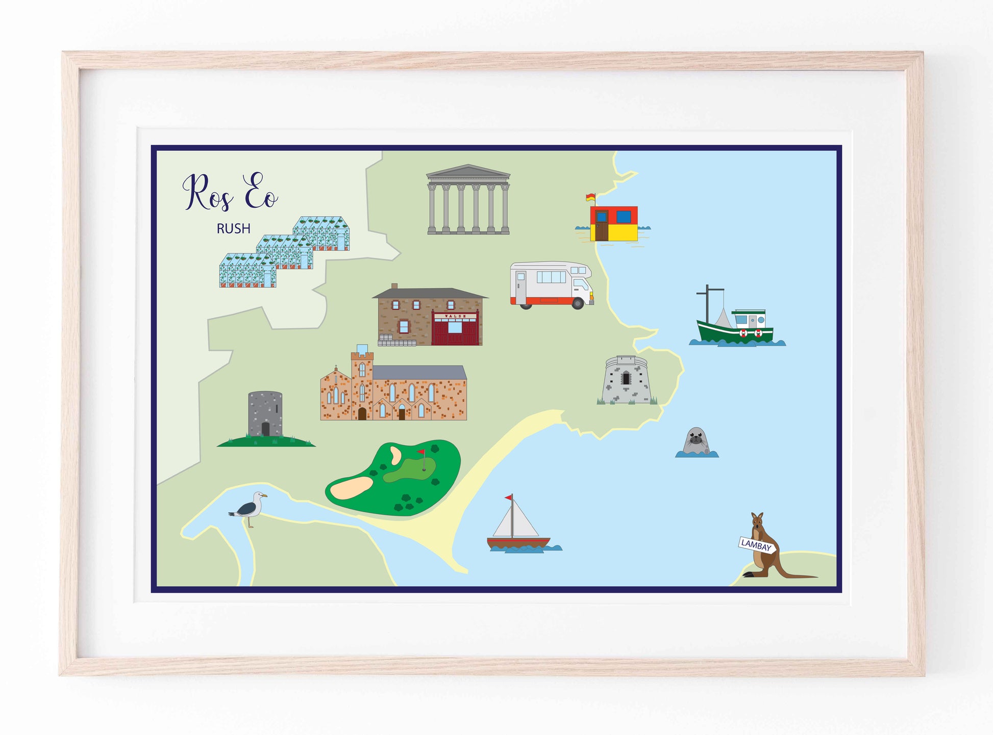 Map of Rush (Landscape) | Prints of Ireland