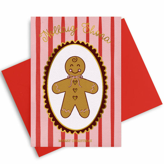Gold Foiled Christmas Gingerbread Card