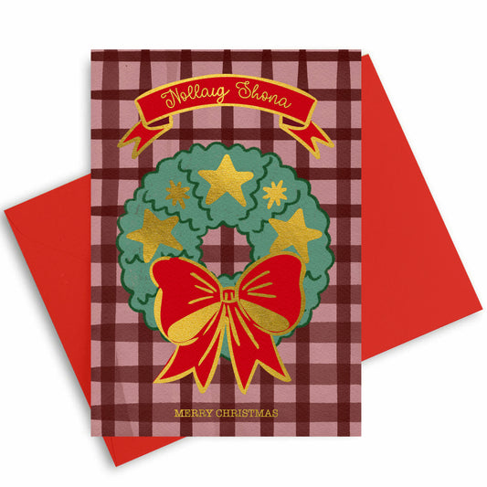 Gold Foiled Christmas Wreath Card