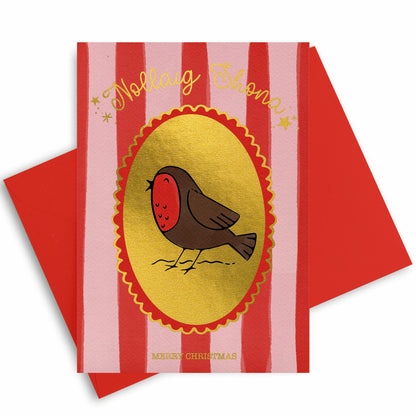 Gold Foiled Christmas Robin Card