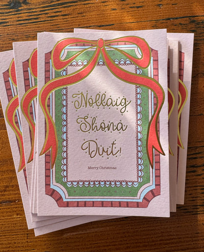 Gold Foiled Red Bow Christmas Card