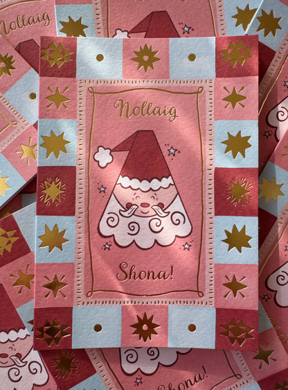 Gold Foiled Santa Christmas Card