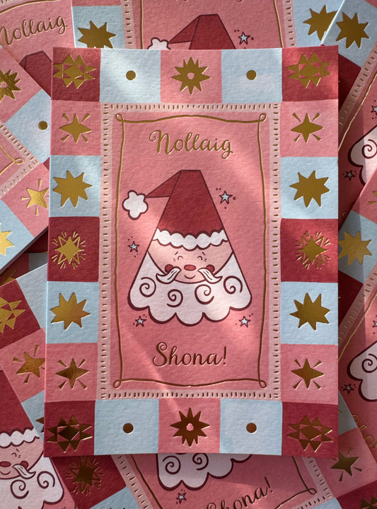 Gold Foiled Santa Christmas Card