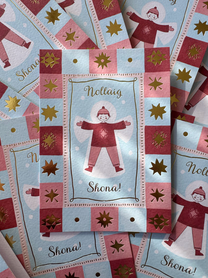 Gold Foiled Snow Angel Christmas Card