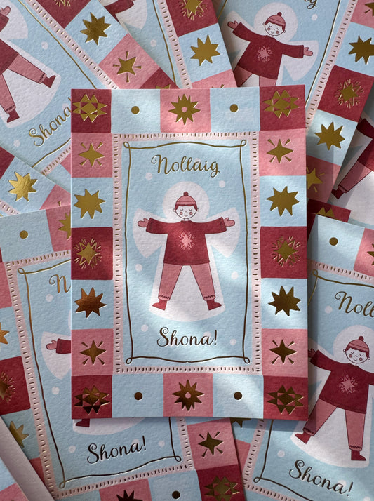 Gold Foiled Snow Angel Christmas Card