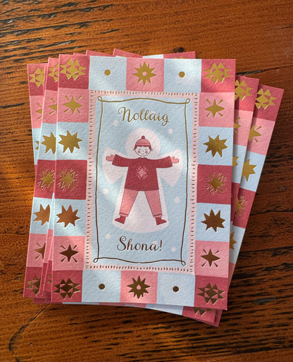 Gold Foiled Snow Angel Christmas Card