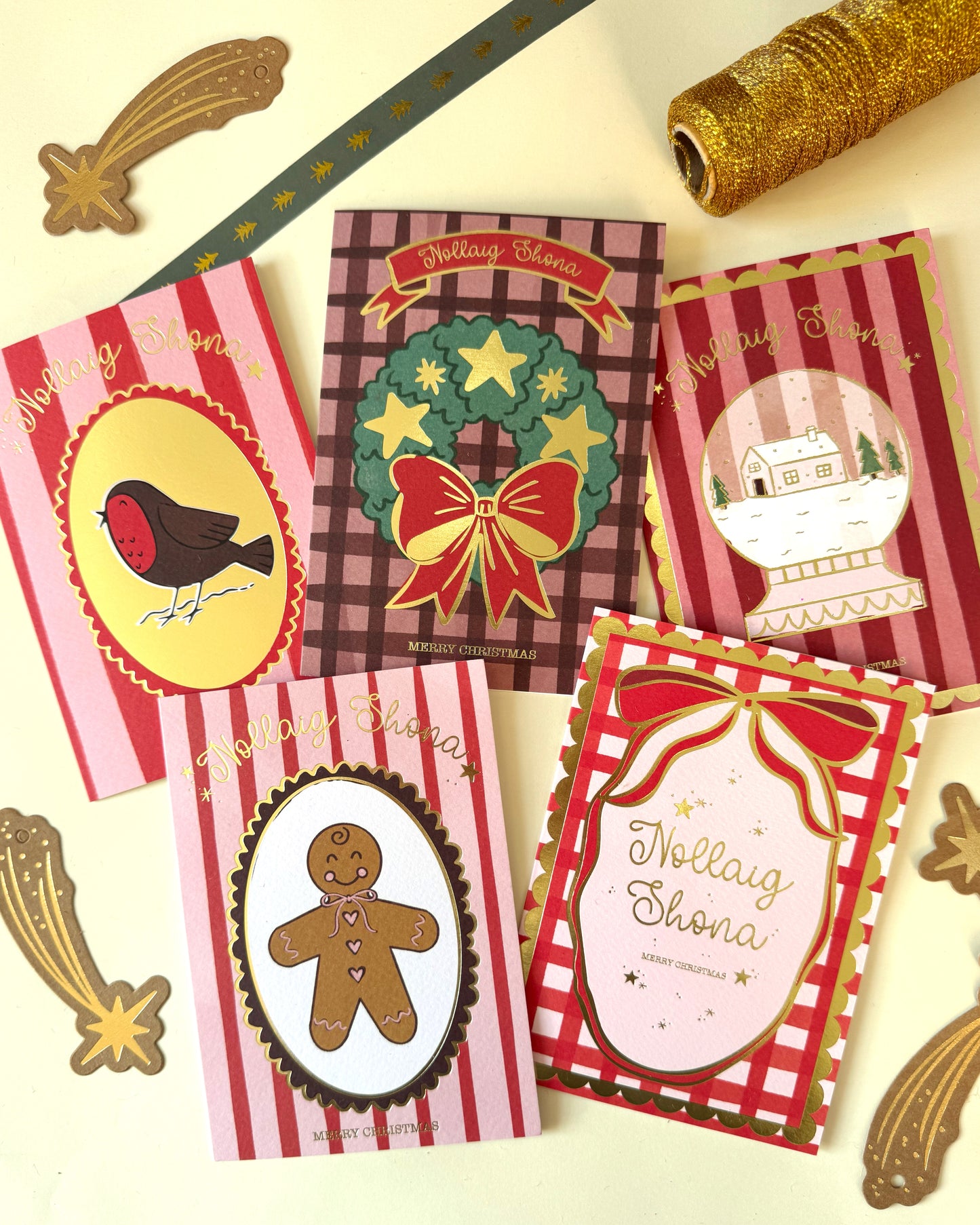 Gold Foiled Christmas Card 5 Pack