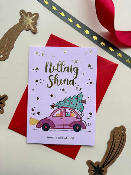 Gold Foiled Christmas Car Card