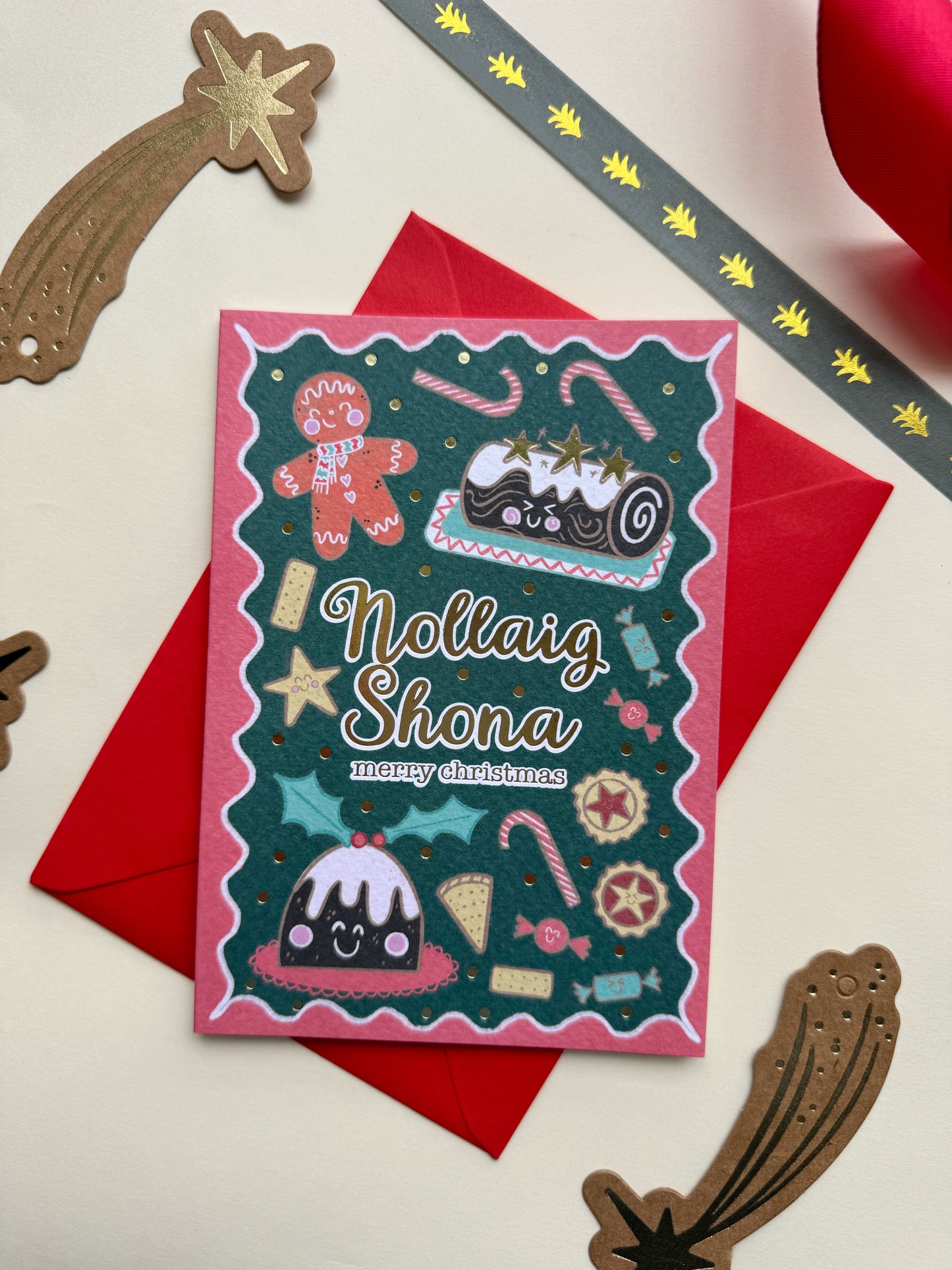 Gold Foiled Christmas Treats Card