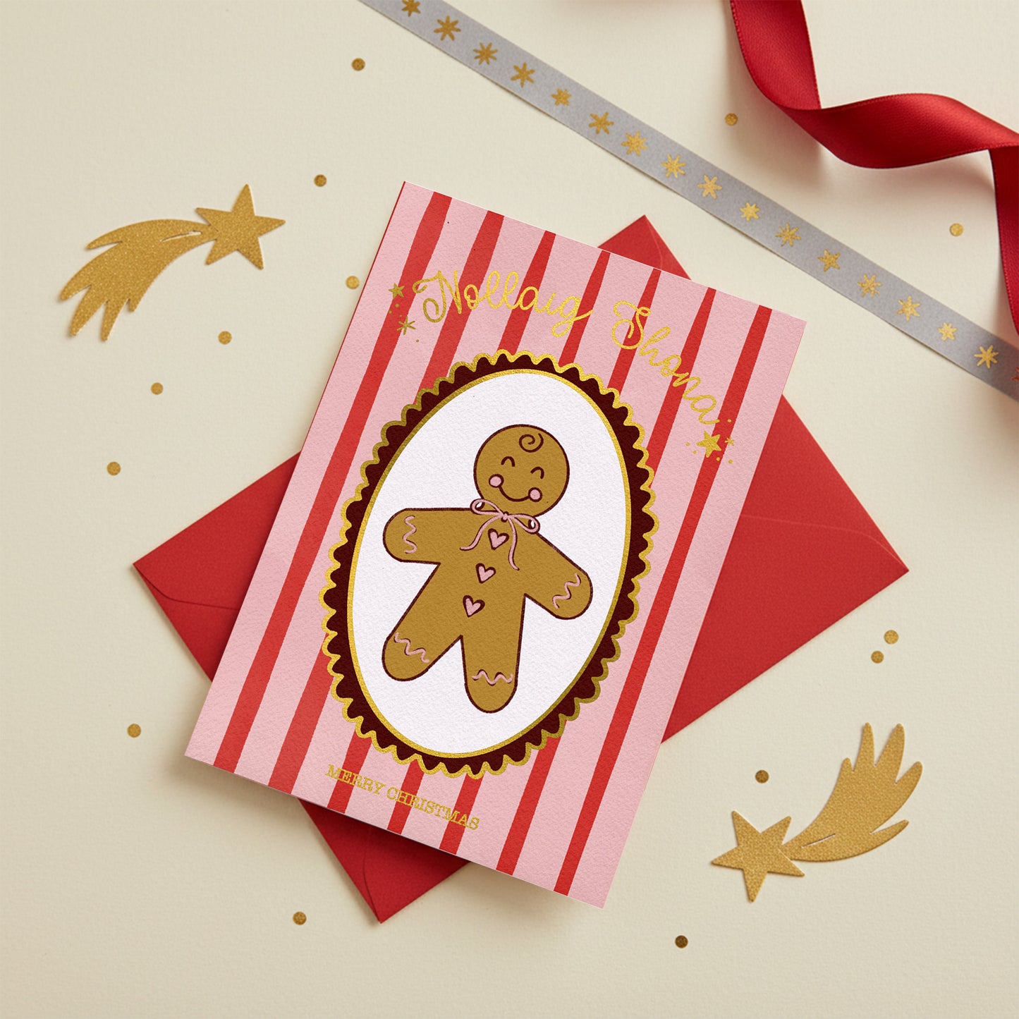Gold Foiled Christmas Gingerbread Card