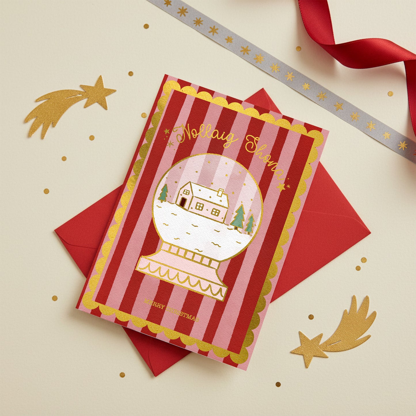 Gold Foiled Christmas Card 5 Pack