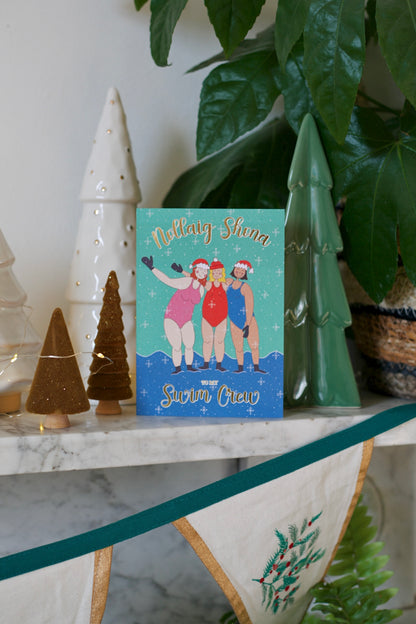 Gold Foiled Swim Crew Christmas Card