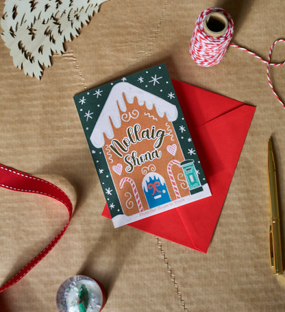 Gold Foiled Gingerbread House Card