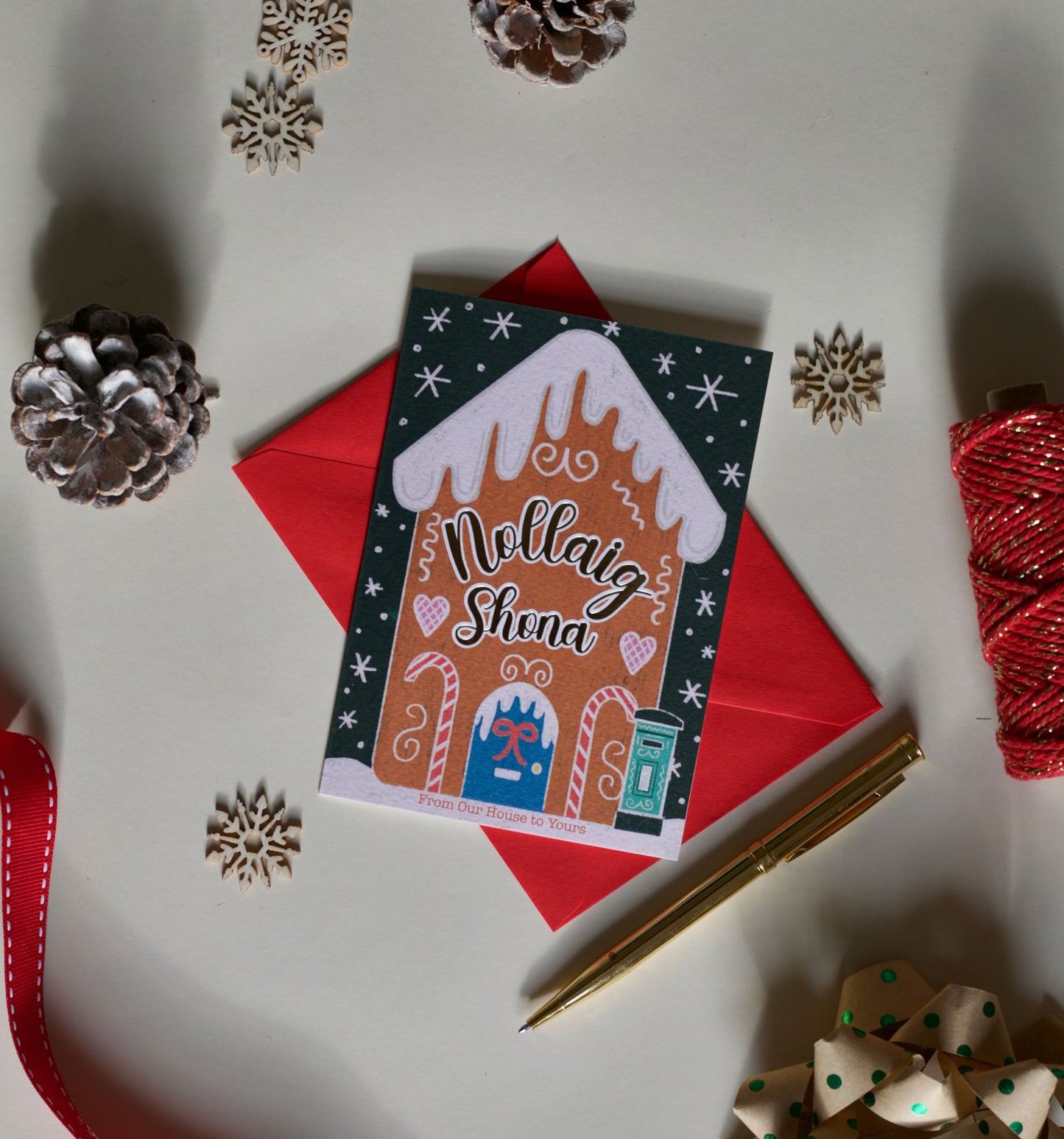 Gold Foiled Gingerbread House Card