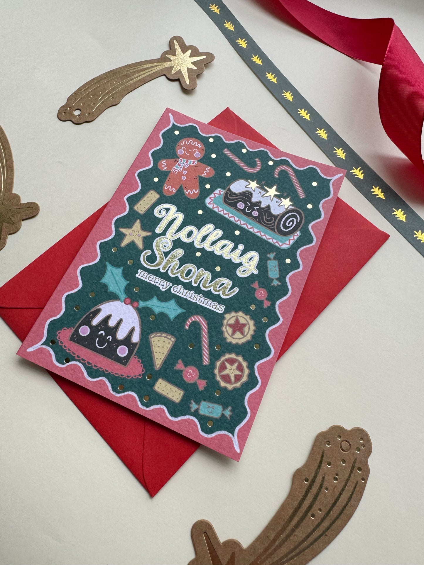 Gold Foiled Christmas Treats Card